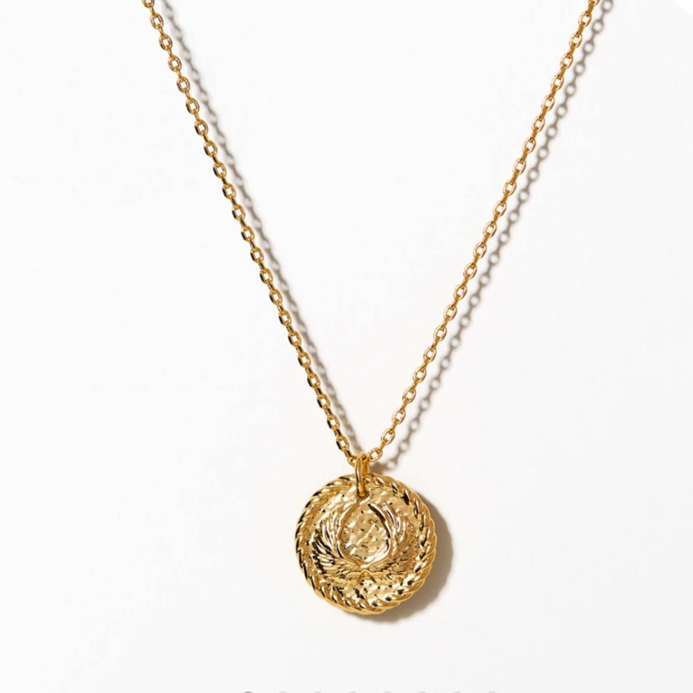 Angel wing coin necklace